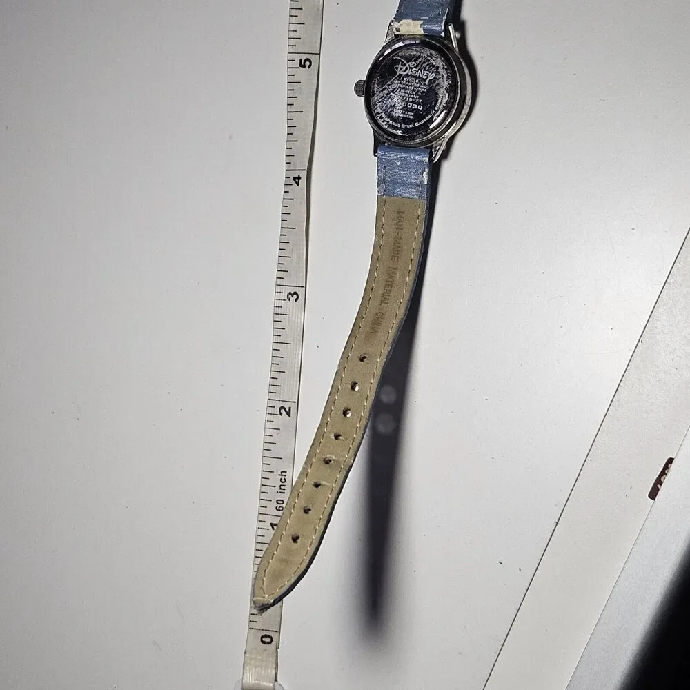 **Final Sale** Disney’s Tinkerbell Watch Silver Crystal Bezel Blue Needs Battery - Picture 9 of 14